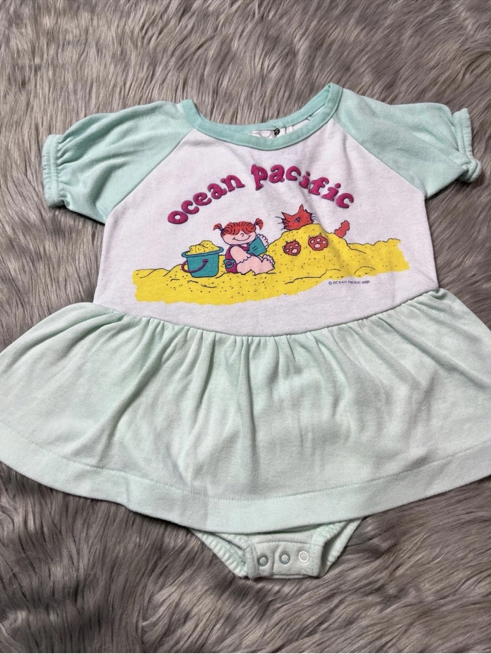 Vintage 1989 Ocean Pacific OP Baby Girls Skirted Romper